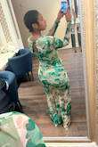 Just gorgeous! The material is very soft and stretchy. Dress did not rise as I moved around the dance floor. Dress was the perfect length with heels. Gracefully hit the floor! A must grab! - Taliah J.
