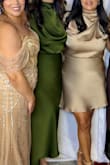 Absolutely love this dress and the color. I usually wear small, however based on previous reviews, I decided to size up to a medium, which fit perfectly. Wish I would have gotten better pictures of me with dress. - Velia A.