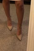 THESE ARE THE CUTEST MOST COMFIEST SHOES EVER!!!! At first they feel higher than my usual heels, BUT to me they get comfy after a while... the material is great, the style is beautiful!! They're just perfect! I normally never write reviews but these shoes are amazing! I'm usually an 8 in shoes but I recommend going down a half size or a full size smaller!! I got a 7 1/2, perfect fit! - Laney