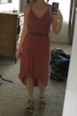 Not sure how I feel about it without a belt; I would feel comfortable wearing it with a bathing suit without the belt. With a belt it is cute. It's a casual dress in my opinion, good for the beach. The material could be thicker but it is not see through. - Morgan M.