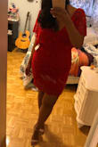 The dress a little small but it still fit well. Love the quality and the color is the perfect red. Lots of compliments! - Leyden G.