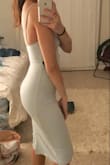 This dress is definitely tight and you will need spanx, but it is so cute! The fabric is good quality and thick. Length goes well below the knee. The light blue color is more blue gray and doesn't look quite like the Lulus photo. Ended up returning because I found another dress, but still thought this was cute! - Lizzy D.