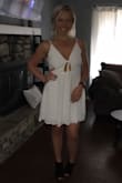 I bought this on sale and absolutely love it. I have been looking for something to wear to my bridal shower and this might just be it. I love that even if you get a little bigger you can adjust it with the tie! Lulus is my go to!! I tried it in as soon as I got home from work!!! - Carie D.