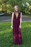 I wore this dress to prom and it exceeded my expectations. I'm going to give you my full review because I know I would've liked a good, thorough review when I was reading these comments. First, I had so much trouble finding a dress that I liked because I'm the pickiest person. I procrastinated on buying a dress up until a week before, but this came really quickly with standard shipping. I was also worried about the color because I had read reviews and seen photos where the color did not match... maybe it was the lighting or filters, but this came pretty close to the photo shown online. I know I my photos, the dress is two different colors but the first one was in the shadows, whereas the second was in brighter lighting. I also thought the neckline was going to come down really far and show off too much, but I guess me having really small boobs made it okay! This dress also fit me height-wise perfectly with 2-3" heels, as I'm 5'8", so if you're shorter, think about getting it hemmed slightly. Overall, the quality of the dress and the fit was amazing and I'm so glad I went for a small. This dress was way better than anything I looked at in stores, and everyone kept saying I looked like a goddess, so 10/10 would recommend! - Jenna S.
