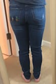 I love these jeans however, they definitely run large. I ordered a 28 and they are very stretchy. I'm worried that after wearing them all day they'll start to sag, therefore I need to exchange for a smaller size. I'd recommend to order 1 size smaller than your normal size when ordering. Otherwise, they're great jeans! A little darker than the picture but I love the cactus detail on the back pocket and they feel like good quality denim. - Sarah D.