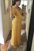 I love it! It's lightweight and comfortable (perfect for summer!), and it fits well. I'm always a tad nervous ordering things online because my waist is wide...usually making me a medium even though the rest of me fits in a small. The adjustable wrap is the perfect solution! I didn't find the tie underneath to be too bulky and it doesn't show through for me. It's about an inch too long with flats, but it will be perfect with heels and I still feel confident wearing it with flats as long as I lift it up a tad when I'm walking quickly (will have to get some pasties or a scoop neck bra though). It makes me feel summery and stunning! - Renee H.