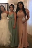 I had to have the top altered to cover my chest area. It was way to open and big. But the dress is nice and overall everything else I loved. - Vivian Q.