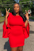 The dress was amazing! It complemented my skin so well. I absolutely loved it. Rising was expected so that wasn't really a big deal to me since I am on the taller side. The fabric is so nice. - Alyssa M.