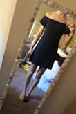 This was a little big on me, but I always have this problem. It's not fitted at all within the waist, so it's more of a T-shirt dress.. but with cute sleeves. I actually loved this so much and I wish I could keep it!! But if you're tiny on the top and in the waist it might swallow you 

Fabric is comfy and great, it looks high quality. - Sloan G.