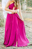 I'm short, so I'm used to maxi dresses being too long. This one was no different! It was also a little big up top, luckily the straps can be pulled as loose or as tight as you need them. Overall it was a beautiful dress and worked perfectly for my engagement pictures!

** side note** This dress is TRUE to color, my pictures make it appear bright fuchsia when its actually burgundy. My photographer's edit makes everything appear brighter/ - Karlie N.