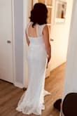 I love this dress!!!! It fits perfectly! The fabric and quality is amazing. The lace is darling and my butt looks great in it. This will be my wedding dress next year. I honestly think I just need to hem it. Question is do I leave it long for a train or even all around? Regardless I'm so excited to wear this on my big day!!! - Nadia G.