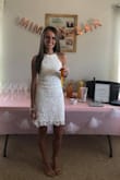 I bought this dress to wear to my bridal shower last weekend. It was a little big around the chest/armpit area. I had that part altered just a little. Other than that I absolutely loved this dress and received a lot of compliments on it! - Kaylea E.