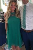 I am 4 months pregnant and you couldn't even tell I had a bump! The dress was so flattering and the perfect length (about 2 inches above my knee) and I'm 5'3''. I posted my dress on Instagram with the #lovelulus hashtag. The material was really nice and didn't feel cheap at all. I felt like a goddess in this dress, Best I've felt in months. - Dawn M.