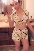 Don't quite know how I feel about this outfit. The shorts are little frumpy and very loose, I washed it and put it in the dryer so it would shrink and it did help. The blue bled into the white however. Be careful - Megan S.