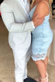 Ordered this for a wedding and I'm about the order it in the white too because I love it that much. The straps are adjustable so that works out nicely, a little loose around the mid section but I would be afraid with this type of material to order the medium. Over great purchase. - Hilary L.