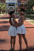 This dress was looked excellent in my college graduation photos. It flowed outward perfectly and really showed off my back well. I have a large rib cage so I did find it a little too snug in the lower back, but I didn't find a need to exchange it. Very classy and cute dress that I got many complements on! - Alycia L.