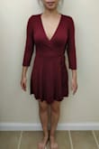 This is a really cute wrap dress. It fits well, it is flattering and feels really feminine. The material is thin and when you hold it up to the light, it is a little see-through. I would be wary of buying this dress if you have a big chest since the colour of your bra may be visible through the dress, especially if you are standing directly under a bright light. I am also worried of it unravelling or opening in the chest area when I wear it. I got it on final sale so it was a good price for what it is! (Don't mind photo of the mosquito bites on my legs haha) - Catherine N.