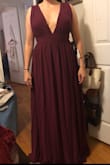 I had to get this dress for a wedding and loved how it looks in the picture. I'm short and busty so I was worried about how the dress would fit but to my surprise it fits really well. I got a size medium. 
The only thing I don't like about the dress would be how deep the v is. I have to get it tailored to fit better. But other than that it was a great purchase. Would buy a dress from here again. - Daniella F.