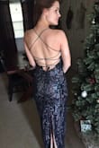 Bought this last fall for a event this summer. Such a unique dress, and I received so many compliments on it! You can't go wrong with buying this, even for the price. 
Only set back is a little tough to get in, you have to go over your head and loosen all the ties really well. It's heavy and the beading is elegant, not cheap looking. Lined well and has padding in the chest. - Courtney R.