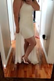 This dress is beautiful. It's a perfect fit. The material isn't a cheap material and I am a heavy chested girl and this dress I am able to wear without a bra. I was considered it was going to be see through and it's not! Highly recommend! - Angela C.