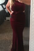 I cannot wait to wear this. I wanted it to be a little loose. I usually wear a Large in dresses but ordered up because I wasn't sure how forgiving velvet would be on my curves. I have extra weight in my stomach right now (post baby) but it still was flattering still. Lighting in the first picture is too bright. The 2nd picture shows the true color. - Brittany E.