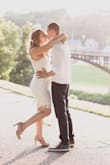 I ordered a M and L in this dress for my elopement wedding. The L fit perfectly, but the top was too big and straps were too long. The M was a little snug, but ultimately fit better. - Andrea A.