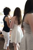 Purchased to wear for my bridal shower. Very pleased with the quality and fit of the dress! Very comfortable, quality fabric, and sturdy. I added a clip to take some strain off of the zipper in the back and dress was perfect. The back is so beautiful! Worn with a backless strapless sticky bra purchased from Target. - Hannah S.
