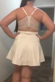 I love this dress! The material is very good quality and has a good weight. The skirt is double layered. I was worried it would be too short because I am tall and have a booty, but it is long enough! It's definitely a mini dress, but it covers everything! I am so excited to wear in on vacation in Hawaii! - Kristen P.