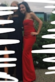 It is sooo beautiful n the slit makes it super sexy. W/4.5 inch heels the dress floats perfectly above the ground. Such beautiful quality n makes ur butt look hella kardashian like. - Celina C.