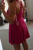 Material is light and comfortable. Fits true to size. Wore for a summer wedding. I love that it is classy but has a sexy and fun aspect about it! - Christine E.