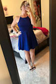 I absolutely love this dress. I ordered it because I'm short & this actually looks shorts on me as opposed to other dresses hitting right above the knee. Love the color and very classy! I wore pasties with it. Thick material and very well made! - Britney