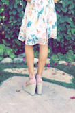 These wedges definitely got lots of compliments the day I wore them. They are taller than normal wedges but that's fine by me because being 5' has its downsides, especially when you go to a wedding! I wore these for a beach wedding and wasn't disappointed by any means. I would definitely recommend these to anyone. They are more of a purple mauve instead of a pink mauve but they're still easy to match with nude colors if that's what you are going for. - Hailee S.