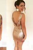 The dress is a little tight in the midsection, but fits great everywhere else! The dress is on the shorter side. Definitely wear a sticky bra or pasties because it slightly outlines your nipples if you do go commando! I received so many compliments on it and can't wait to wear it again! - Bonnie C.