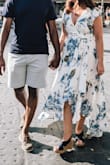 Wore this dress for my wedding party welcome party and for honeymoon photos. The high-low makes this dress pretty good for petites. I am 5' 1" and wore with 2.75 in wedges and it only dragged a little. My complaint is with the top being too big, even for my 32DD chest. I pinned it because it shows a huge amount of cleavage. I also have small shoulders and it seemed a bit big in the shoulders as well (I had to have another LuLus dress altered in the shoulders to fit so I do not think that they are made for petite torsos) so not sure that going down in size would help. If only they would make dresses that fit better for petites - Kerry D.
