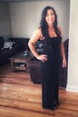 I saw the reviews so I went with a large when I'm typically a medium and it fit perfectly! This dress I wore to a black tie wedding and it was comfy and easy to move. Hugged my body well and was perfect for summer. It got hot when dancing and had to pull it up but it was easy to hold up because it's stretchy material! Comfortable and beautiful! It's the perfect length for heels if you're my height and get the large! - Lauren D.