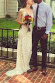 My husband and I recently got married at the courthouse. This dress was absolutely perfect, and I received SO many compliments. It fit like a glove. I sewed some beading to the straps and around the waist seam for an extra little touch. This dress far exceeded my expectations! - Alexxa C.