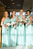 I actually did not wear this dress, but order it for my bridesmaids. It was perfect for our destination wedding and made it easy to fit multiple girls of different sizes. Also, all my bridesmaids lived within different states and it was easy to order, them try, and exchange sizes if need. The girls did recommend double side tape though. - Delaney N.