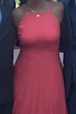 Loved this dress. A Small was perfect, the straps were easily adjustable so that it would sit right at my waist. It has two layers, so it wasn't too hot in the summer but looks cute and elegant. 
Everyone complimented the color! Just had to get a hemming because it is very long! Even with heels for me. - April