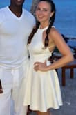 This dress is perfect. I have bigger hips and it fit perfectly. The open back looks great and the dress is the perfect length and not too short. Looks super classy! - Ann L.