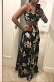 Bought it for night out in Maui.. skirt was a little big in the waist. I am usually a medium up top and large on bottom. I was most impressed how well the top fit. I'm a D cup needed no bra, and was very secure in it and the adjustable straps make it an even better fit up top..
Overall very happy - Nakeshia M.