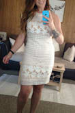 Absolutely love this dress. I wore it for a dinner/night out in Boston with flats. I'm glad I ordered a large, because the material is thick and has no stretch. It fits tight on my hips, but is very figure flattering! - Samantha S.