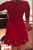 I was so excited about this dress but unfortunately the mesh panel makes the dress way too short on me...when I bend over you can easily see my underwear through the mesh. I bought a size small which otherwise fit snugly but very comfortably. I also thought there would be a little more flare at the waist but the way it hung was a little blah... not very slimming/flattering on my body shape. If not for the mesh being too racy I probably would've kept it, unfortunately I'll be returning it mainly for this reason. - Elyse K.