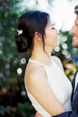 It looks exactly like the photo. Sleek and sexy. Material is thick and heavy and doesn't look cheap at all. I am usually a size 2 for dresses and size M fits like a glove. The stretch material really hugs my figure in a complementary way. Perfect dress for reception or civil ceremony. - Simin L.