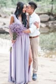 I wore this dress for my (now) husband and I's engagement shoot and it was PERFECT! Since I'm pretty tall, I was worried about he length being too short, but it was quite the opposite and actually grazed the ground a little, which made for a really romantic and whimsical feeling for our shoot. - Lisa J.