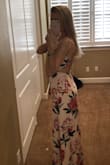 The cut of this dress & fabric makes dress makes me feel tall & slim! I am big busted so I love that the top ties in the back & is adjustable :) - Cherisse L.