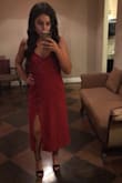 I wore this dress to a friends wedding and loved it! The fit is true to size I ordered a medium, but probably could have gone down a size since I do not have a bigger bust for an even more fitted fit! - Maria S.