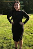 I wore this dress for a fall wedding outside. It fit perfectly and was really comfortable. I did not wear any undergarments with it and I was fine no one could tell. I was nervous about ordering because no one who reviewed was a bigger girl!!! I'm 190 and it was perfect! Just buy it !!!! - Hallie M.