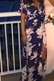 I wore this to a beach wedding this past weekend and the compliments were continuous! The dress flowed and really complimented my figure. I'm tall but not too slender. This dress made me feel like a model. I do suggest wearing petals as a "bra" as this is low cut being a wrap dress as well as being careful when walking. There were times where I had to remember it was a wrap dress and not flash people. Also, the back of this dress is so flattering! This is definitely my new favorite look though. - Rachel T.