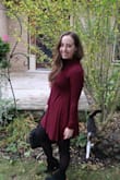 I love this dress for fall. I usually pair it with tights and ankle boots or over the knee boots and eat compliments every time! The color is a beautiful deep burgundy red that looks amazing for fall. It is slightly over sized but I really enjoy that look this time of year! - Jamie G.