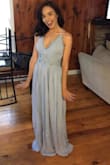 The material is perfect and it feels sturdy! I got this dress as I was maid of honor in my sister-in-laws wedding! It was a pick your own and I matched it perfectly with her colors. Everyone else also loved this dress so much! I did have to hem about about 2 inches even when I was using 3 inch block heels. - Jennifer A.